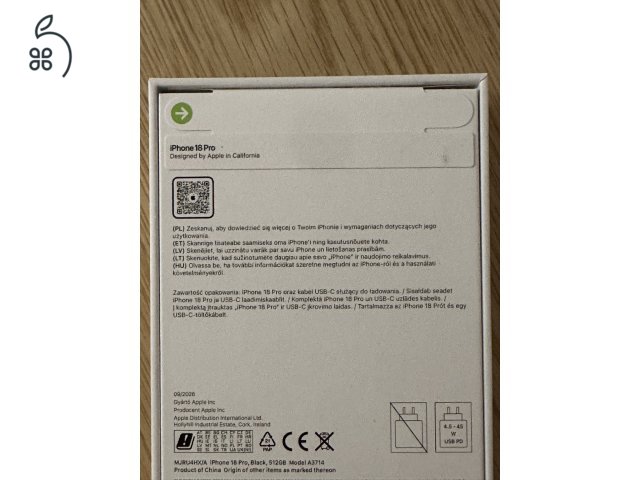 Új bontatlan gyárilag független 18 pro 512 GB matt fekete