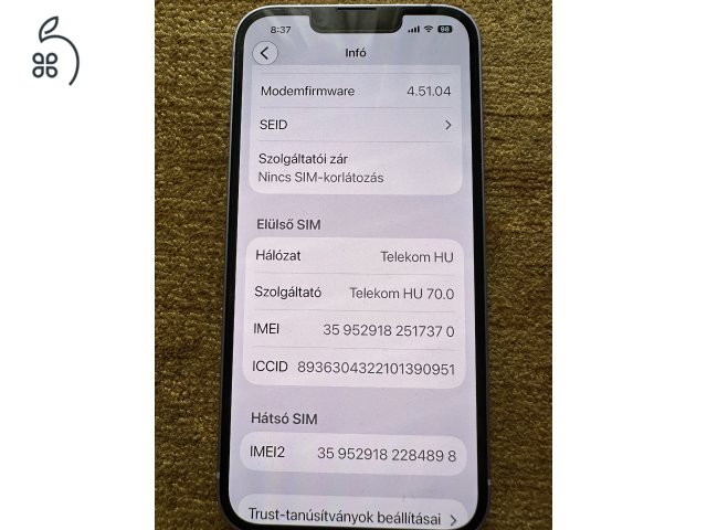 Eladó Iphone 14 hibátlan Független 1 gazdis.128gb Lila.