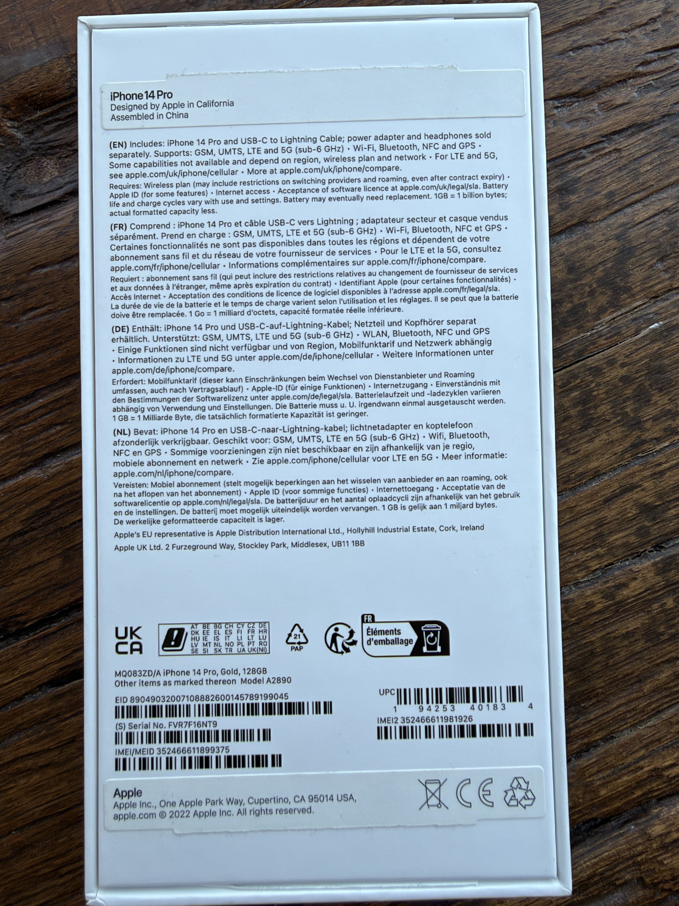 Eladó Iphone 14 pro gold 128gb
