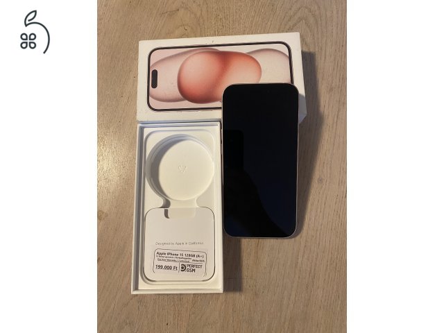 iPhone 15 128 GB – rózsaszín, dobozzal, sérült hátlappal – 120 000 Ft
