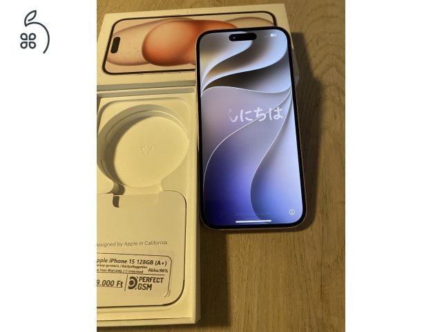 iPhone 15 128 GB – rózsaszín, dobozzal, sérült hátlappal – 120 000 Ft