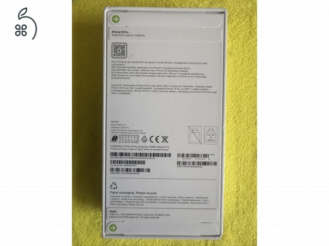 Új, bontatlan és kártyáfüggetlen iPhone 18 pro 256 burgundi