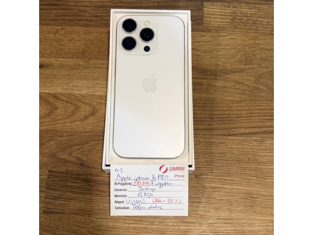 Apple iPhone 16 Pro -128GB - fehér - 91% akku. (143.)