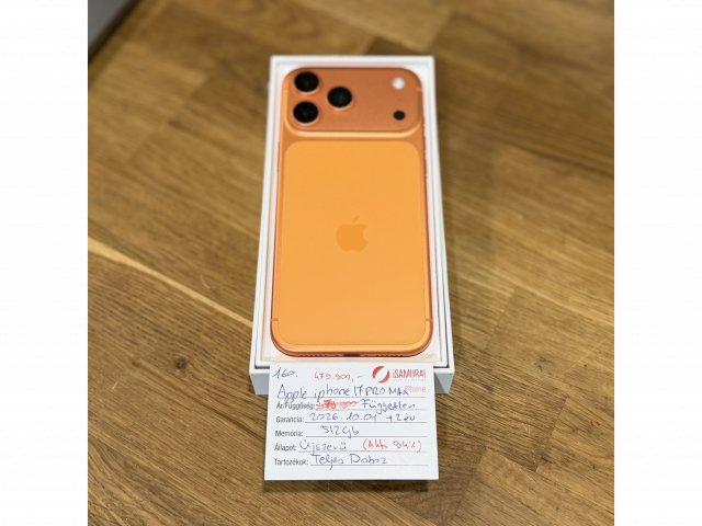 Apple iPhone 17 Pro Max - 512GB - Cosmic Orange - Újszerű - 2028.10.01 Apple (160.)