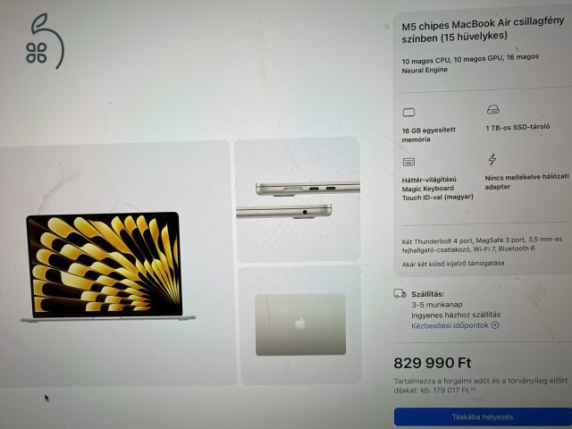 SUPER AKCIÓ ÚJ Bontatlan MacBook Air 15 M5 10CPU/10GPU/16GB/1TB - 599.990 Stairlight Csillagfény