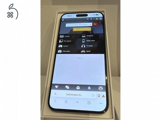 Apple iPhone 15 Pro Max 256GB fehér titán Újszerű  + PITAKA tok