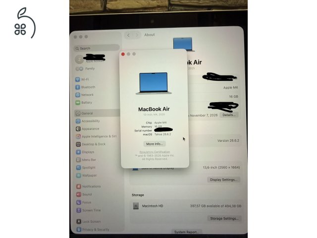 MacBook Air M4 (2025), 512 GB, Silver ( 2028-ig érvényes Cseregarancia)