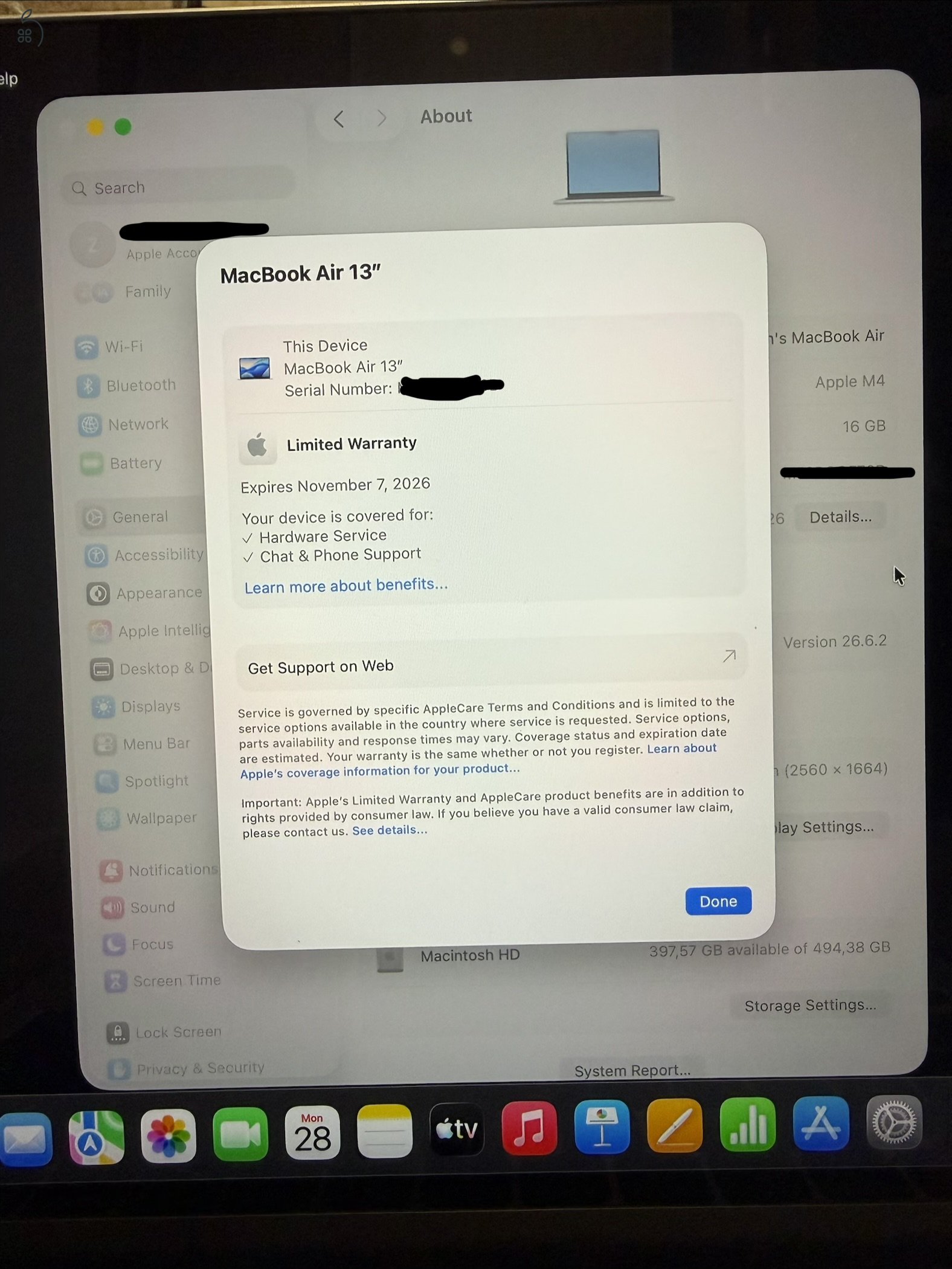 MacBook Air M4 (2025), 512 GB, Silver ( 2028-ig érvényes Cseregarancia)
