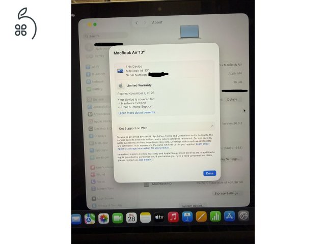 MacBook Air M4 (2025), 512 GB, Silver ( 2028-ig érvényes Cseregarancia)