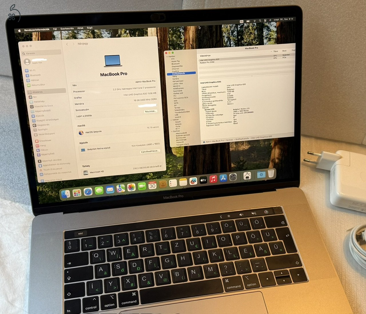 Macbook Pro 15 (2018/19) A1990 Touch I7 6C 16GB 256GB 555X +Magic