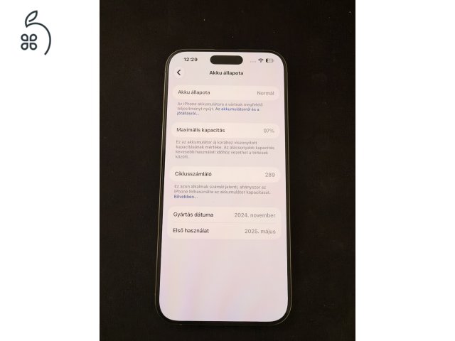 iphone 16 pro max  256 gb 97% akkumlátor 