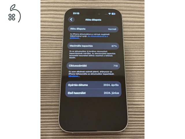 Iphone 15, 128GB, világoskék