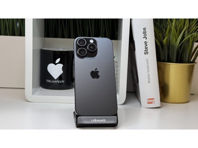 iPhone 16 Pro 1TB, Fekete Titán, Független, Számla, 2 Év Garancia, 90%