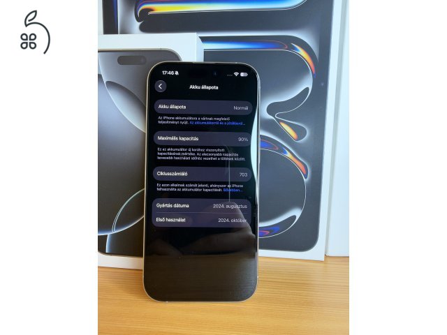iPhone 16 Pro Független 128GB 90% akku (1 év iStyle garancia)