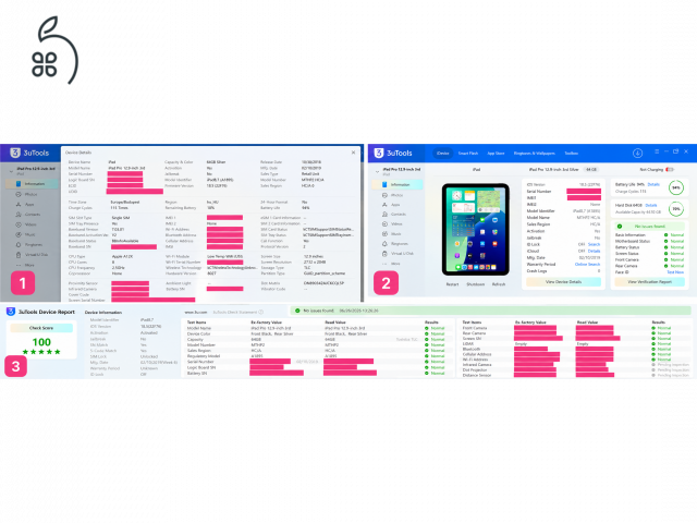 iPad Pro 12,9 3. gen 64GB Cellular Silver 94% akku, 115 ciklus