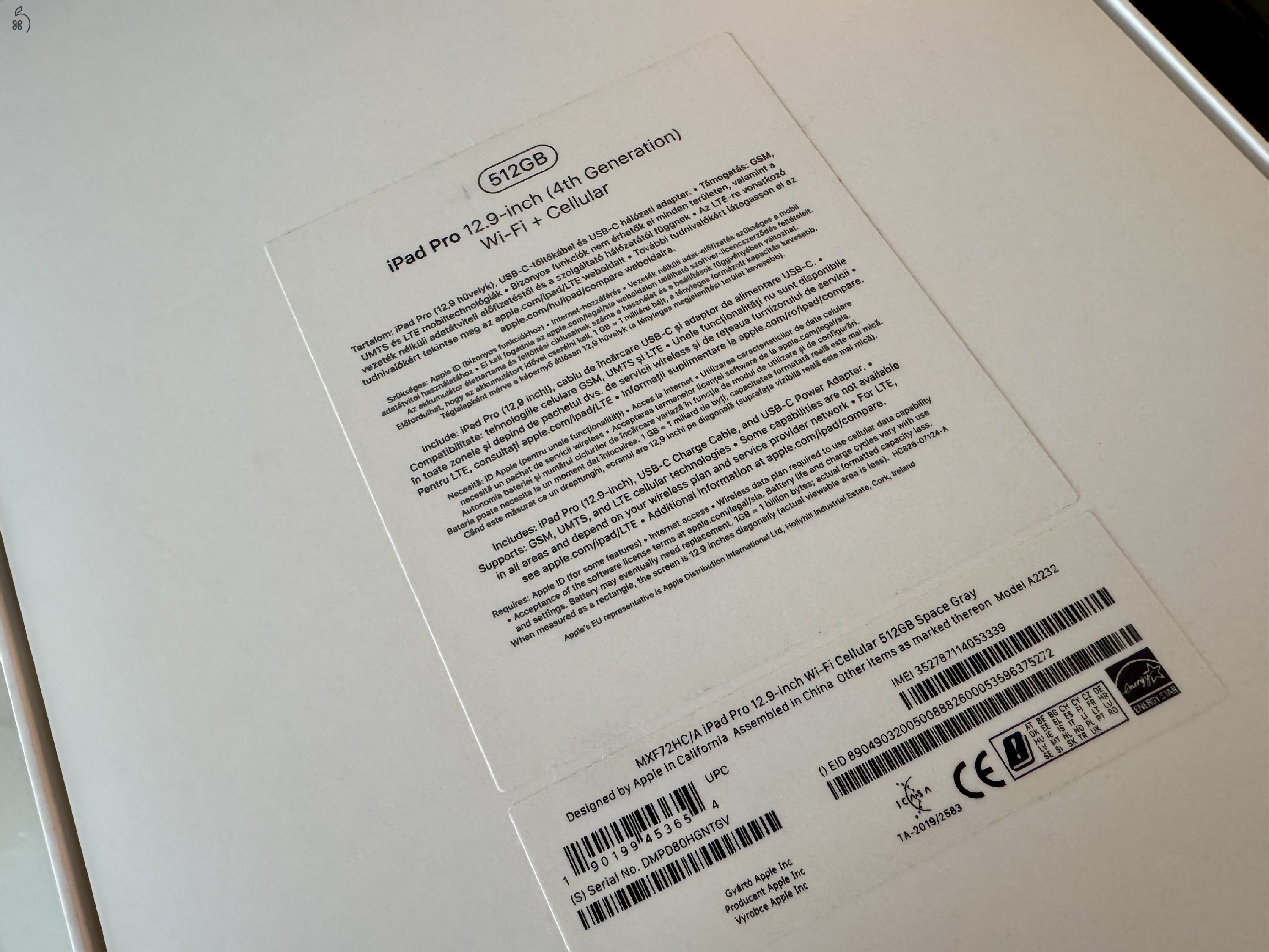 iPad Pro 12.9 (4. generáció), 512 GB, Wi-Fi + Cellular + Apple Pencil 2