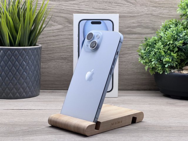 Hibátlan iPhone 15 Blue 128GB 2 ÉV Garanciával Számlával Aksi 100%