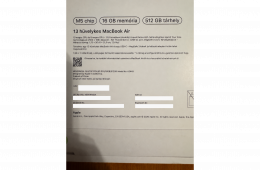 Apple 2026 MacBook Air 13 M5 16GB 512GB - bontatlan, ezüst, számlával