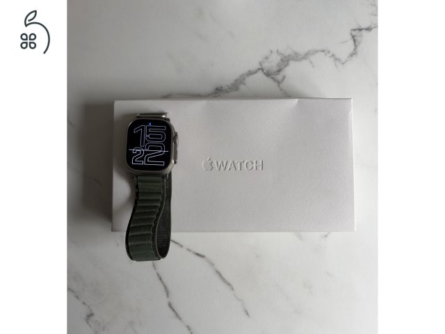Apple Watch Ultra 1gen. 49mm - Zöld gyári Apple szíjjal - Eredeti dobozában, bontatlan töltőkábellel