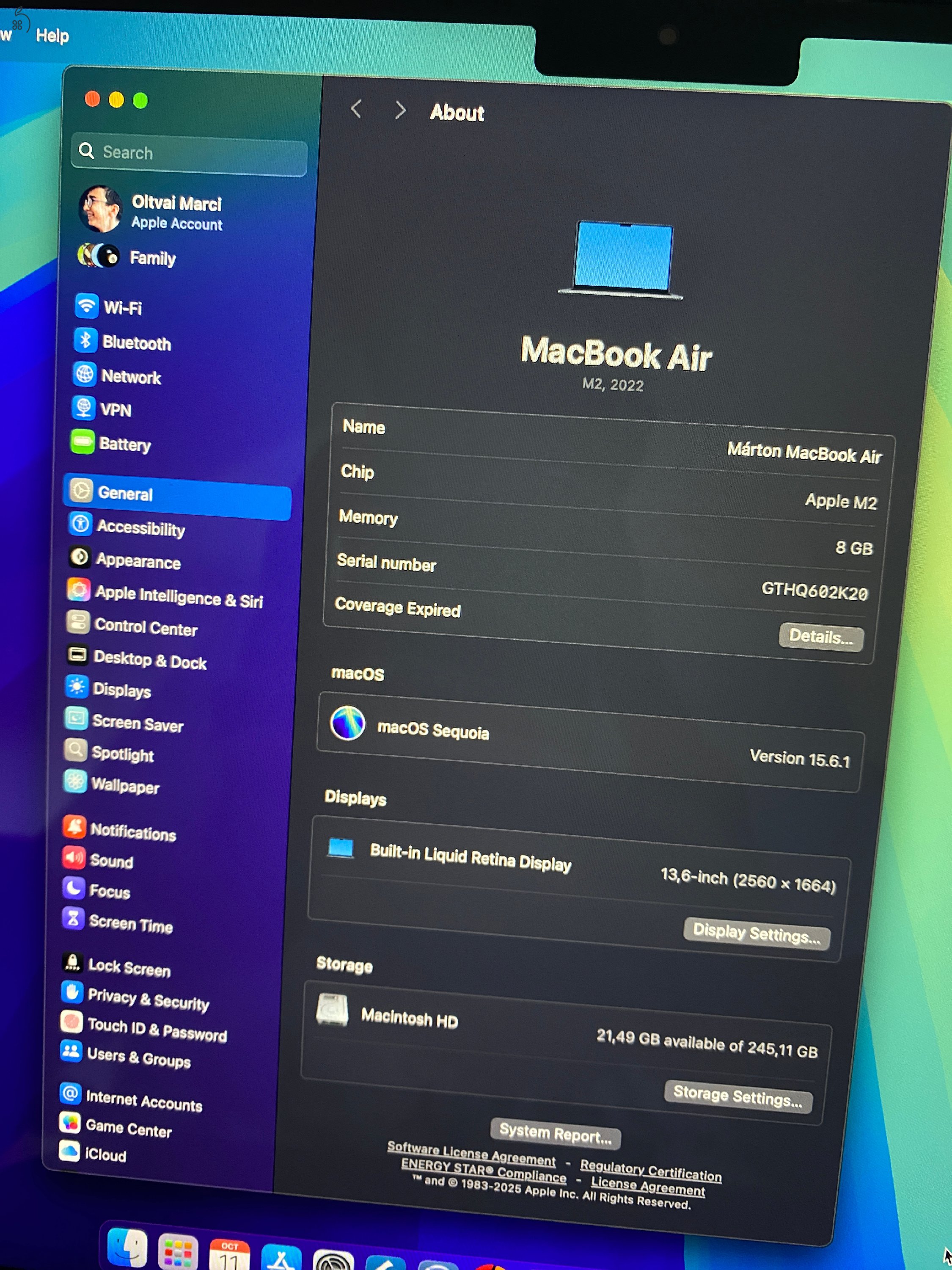 Macbook Air M2 13,3