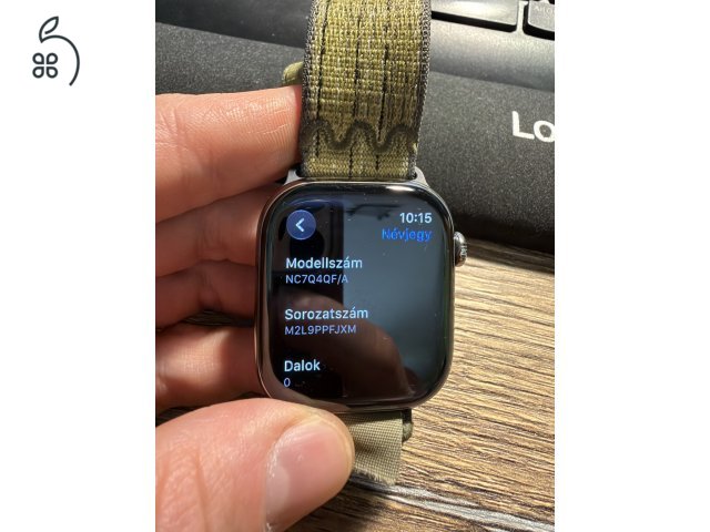 Alig használtApple Watch Series 10 46mm Natural Titanium + Green Nike Sport Loop - 100% aksival