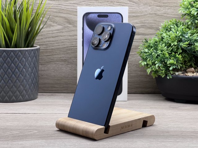 Hibátlan iPhone 15 Pro Max Blue Titanium 256GB 2 ÉV Garanciával Számlával