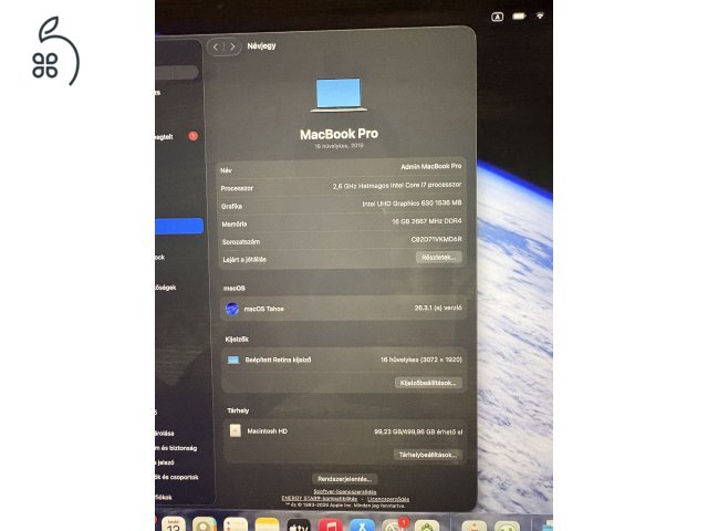 MacBook Pro 16” (2019) – Intel Core i7 / 16 GB RAM / 512 GB SSD