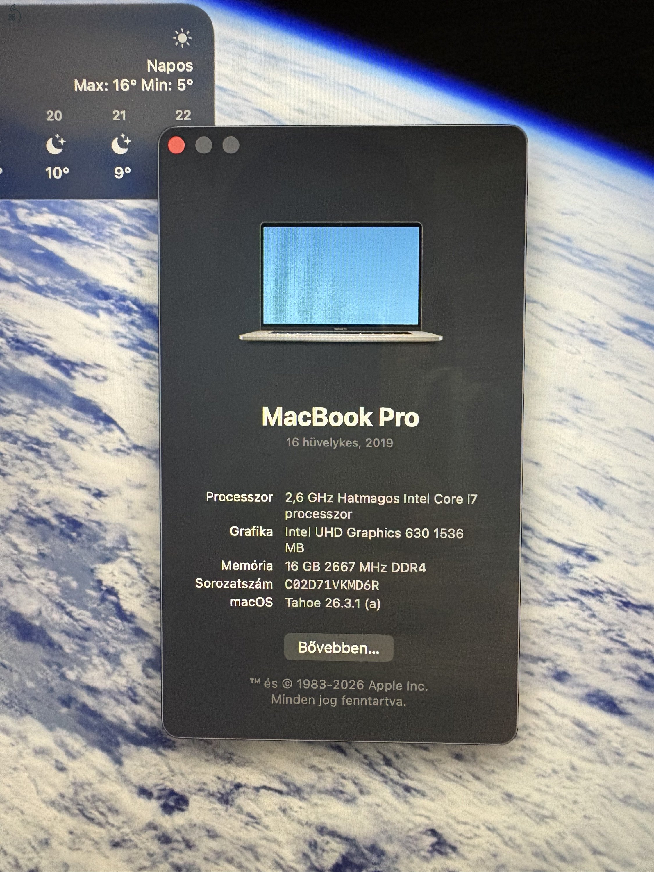 MacBook Pro 16” (2019) – Intel Core i7 / 16 GB RAM / 512 GB SSD