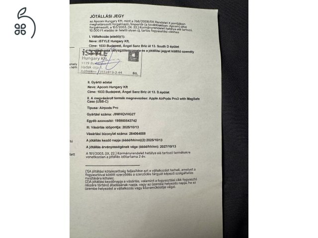 ERDETI!! Apple AirPods Pro 3 (USB-C MagSafe) iSTYLE számla + garancia 2027.10.13.