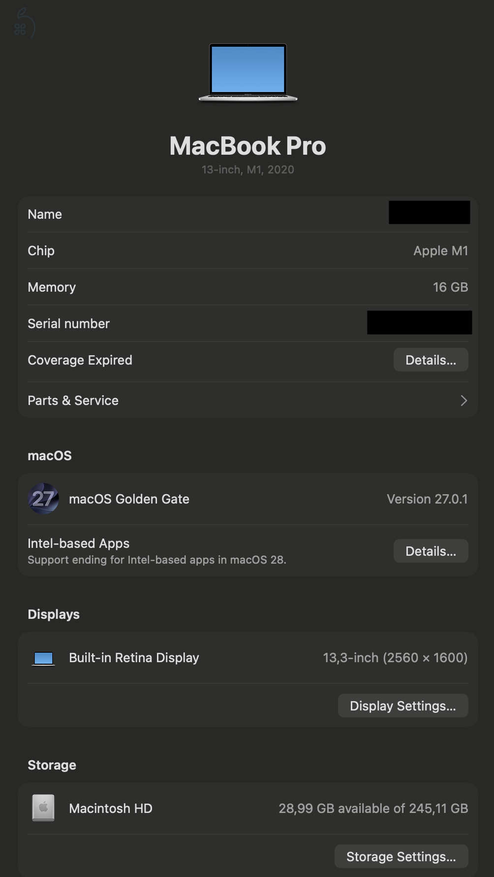 MacBook Pro M1 16 GB RAM