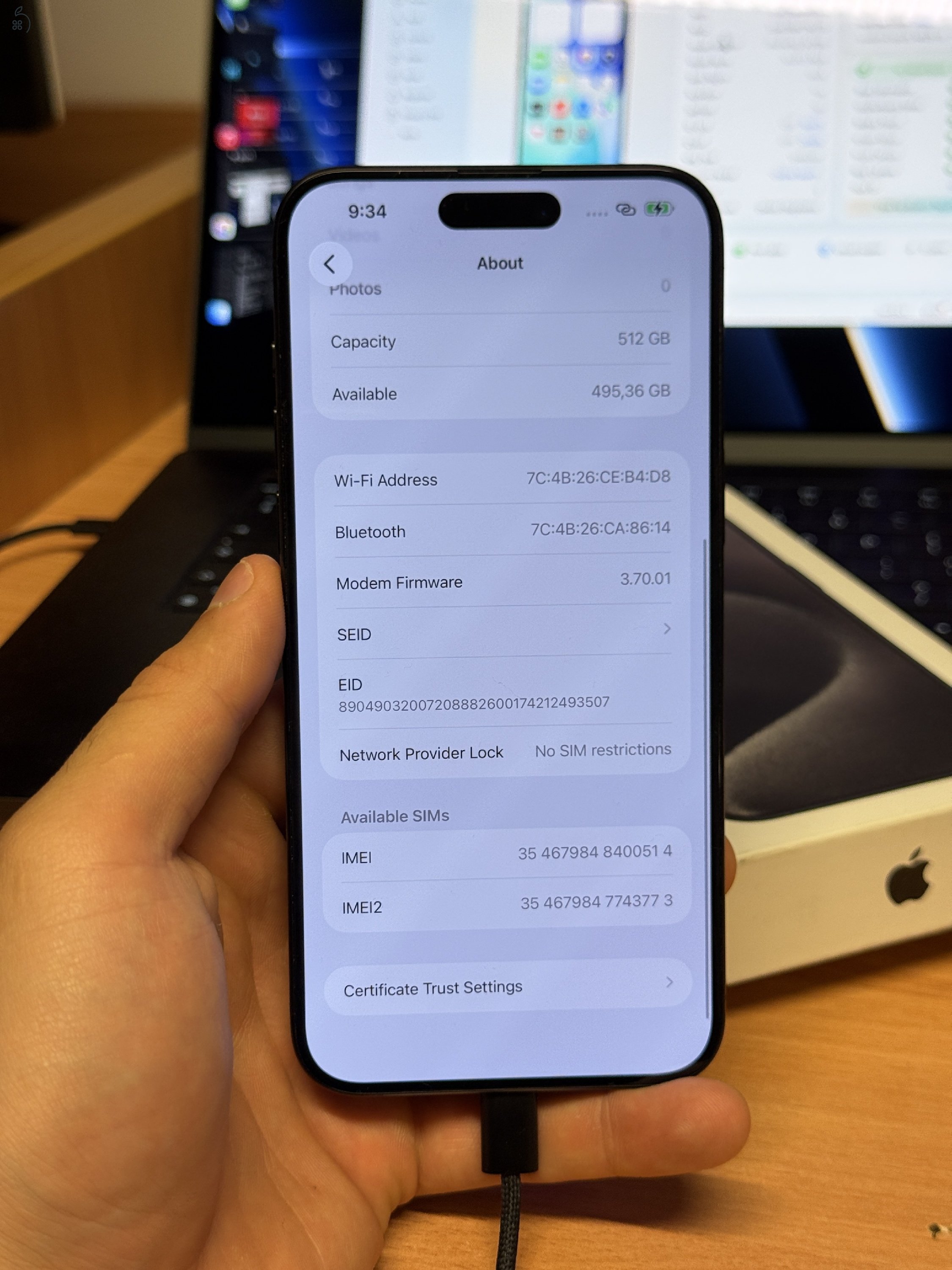 Újszerű Iphone 15 Pro Max 512GB 87% Black Titanium