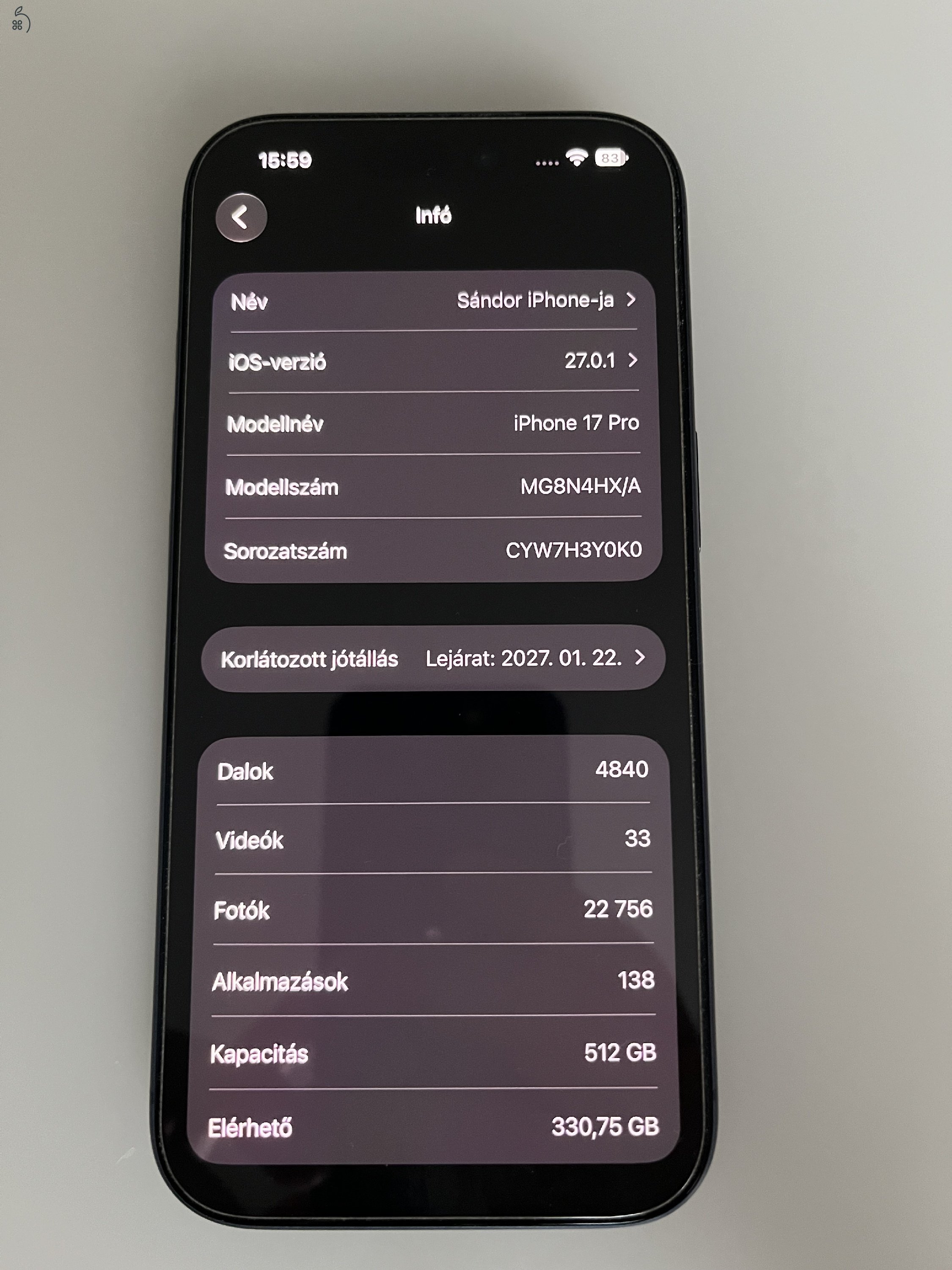 iPhone 17 Pro 512 GB Mélykék