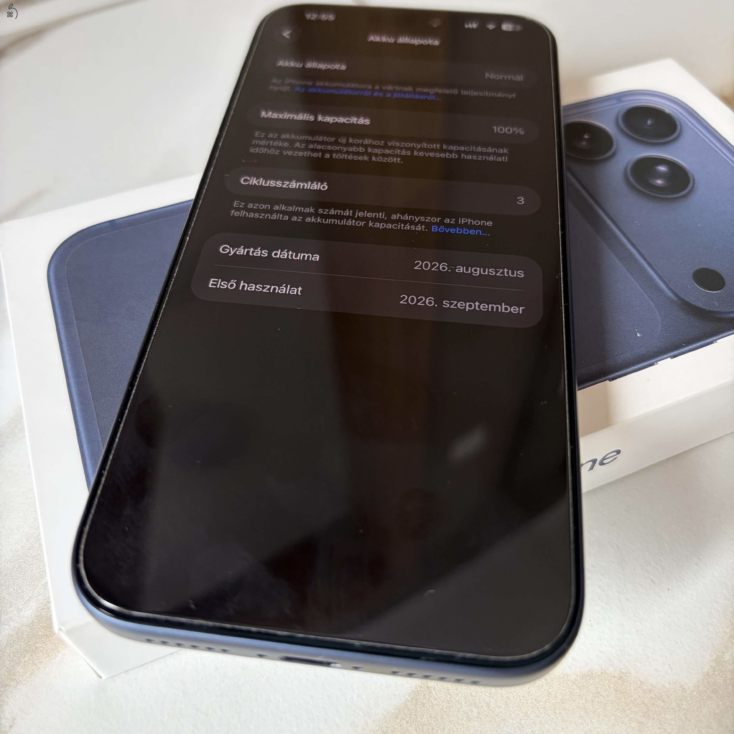 iPhone 17 Pro Max 256Gb, 100% akku, független, 2 hetes