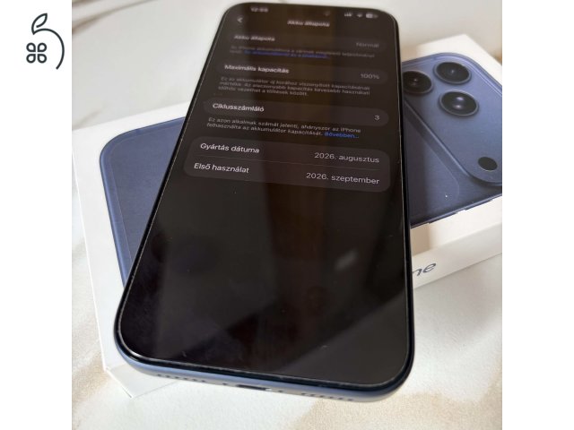 iPhone 17 Pro Max 256Gb, 100% akku, független, 2 hetes