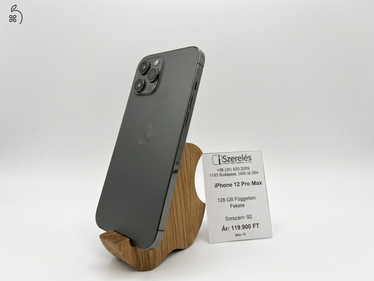 iPhone 12 Pro Max 128GB független fekete új akkuval (92) iSzerelés.hu