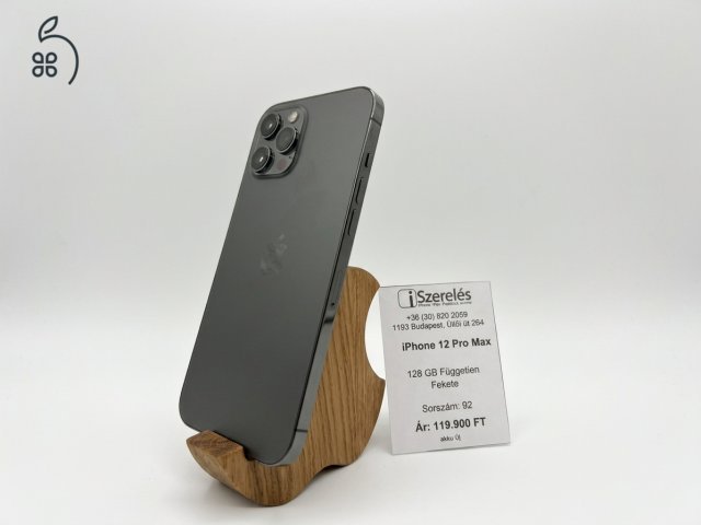iPhone 12 Pro Max 128GB független fekete új akkuval (92) iSzerelés.hu