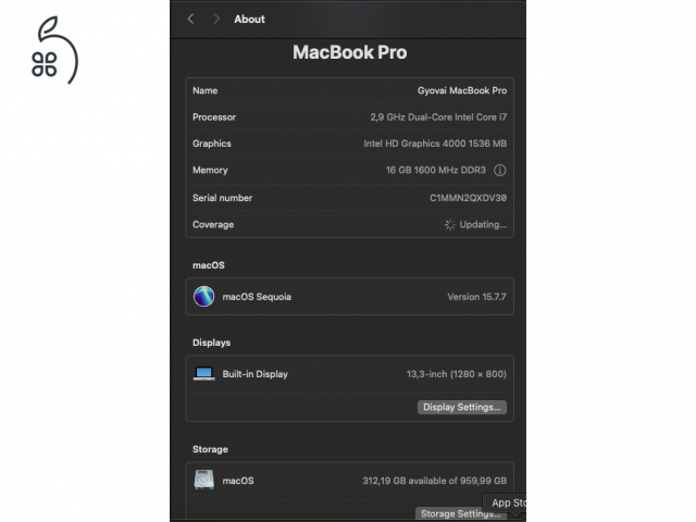 Apple MacBook Pro 13” 2012 Intel Core i7 16 GB RAM 1 TB SSD