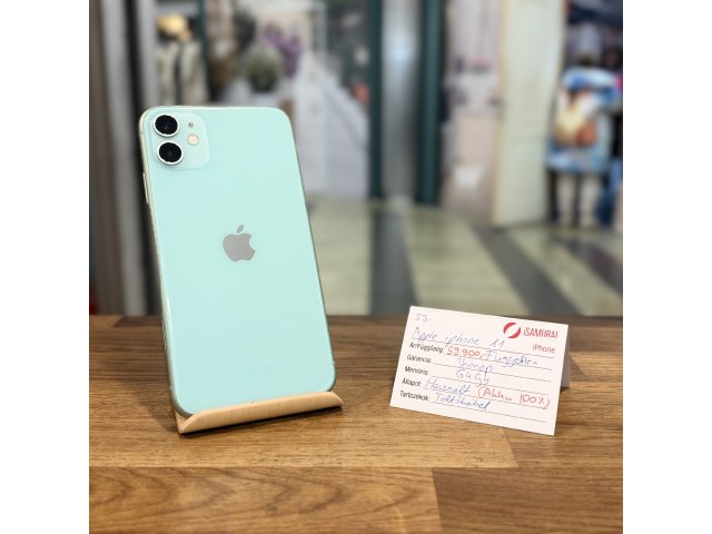 Apple iPhone 11 -  64GB - Zöld - Független - 100% Akku (53.)