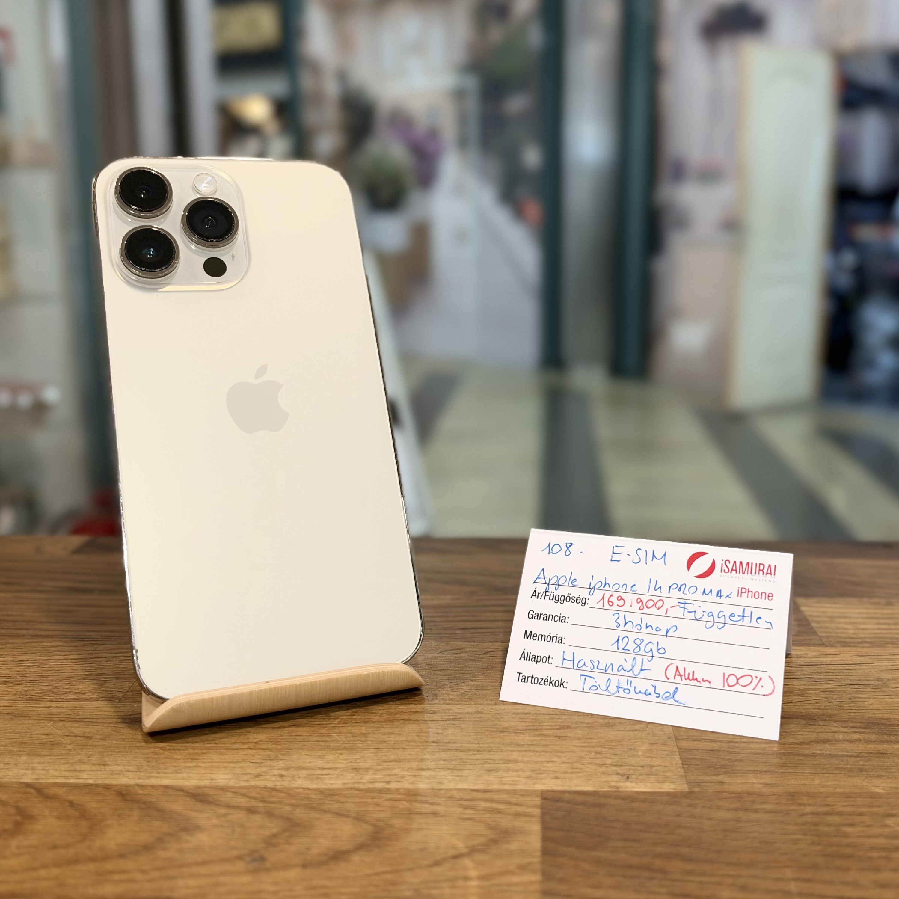 Apple iPhone 14 Pro Max - 128GB - Gold - E-Sim - Akku 100% (108.)