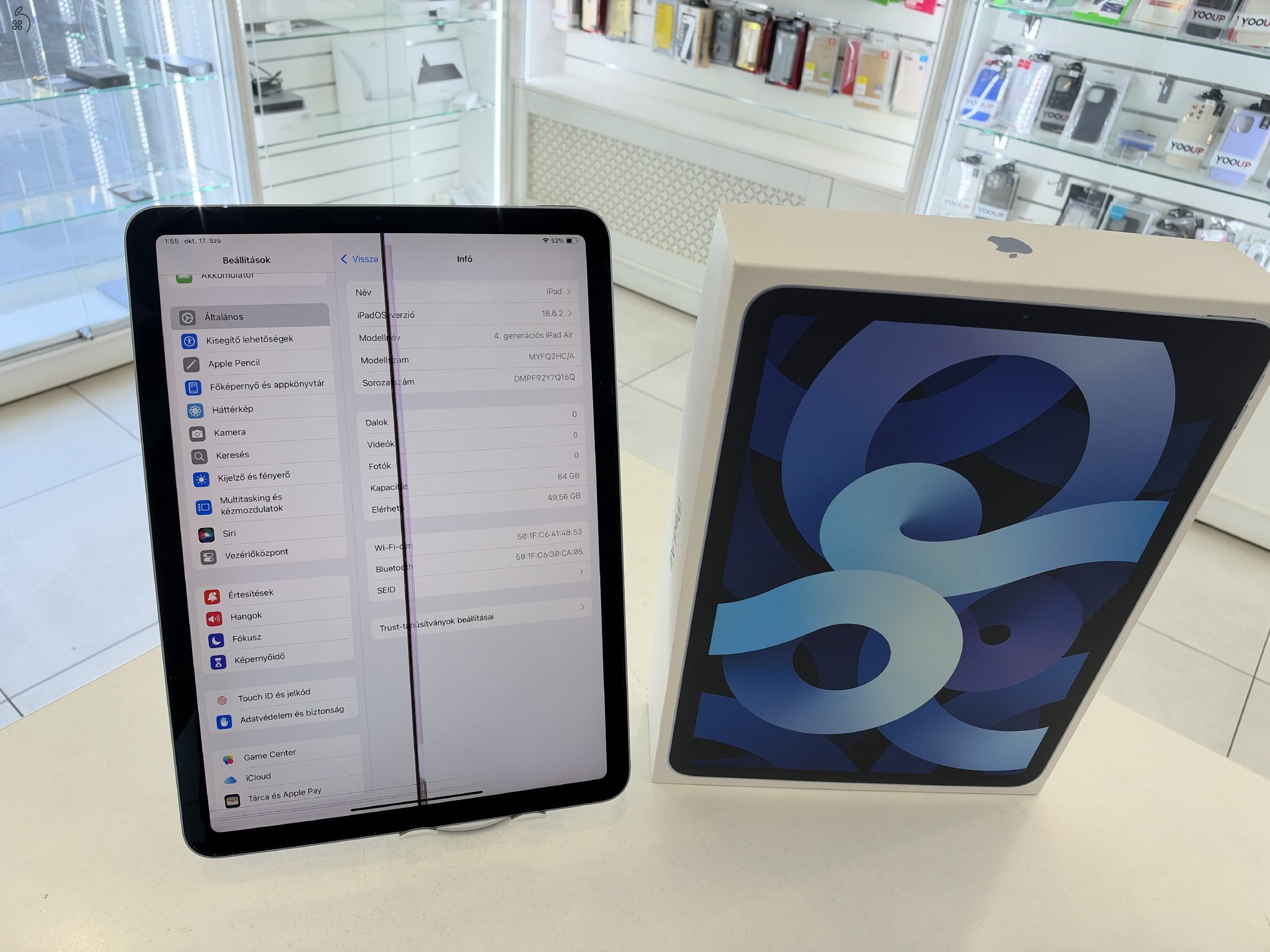 iPad Air 4 64GB Wifi/1 hónap gar./Kijelzőben csík/p5066