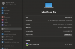 Eladó Apple MacBook Air Retina 13” (2018) – 8 GB RAM, 256 GB, ezüst