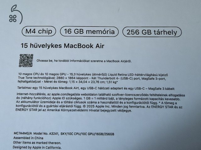 Apple MacBook Air 15 M4 égkék