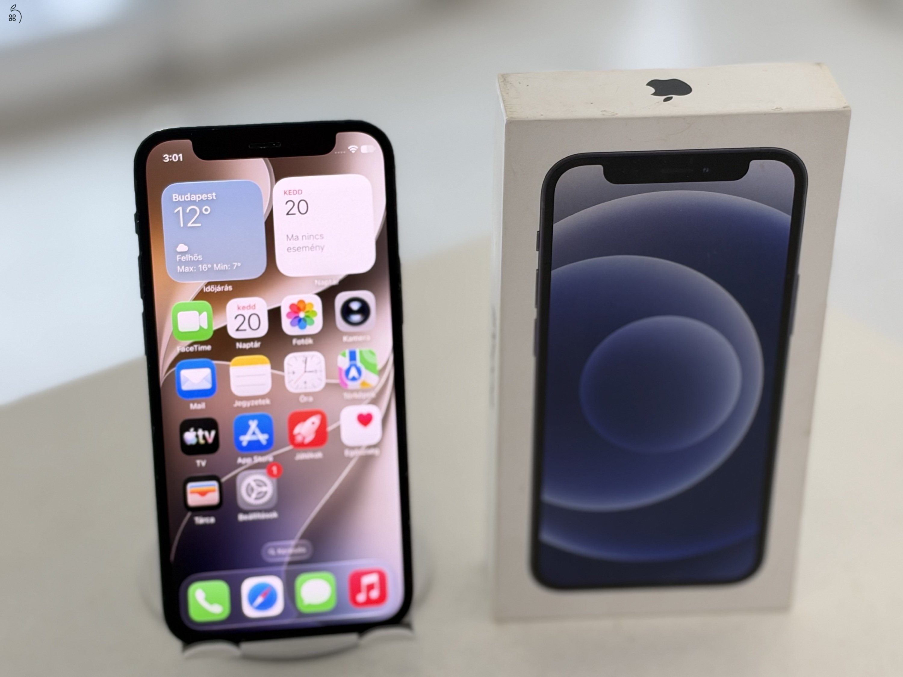 iPhone 12 Mini Fekete 128GB Yettel/1 hónap gar./Akku 100%/p5069
