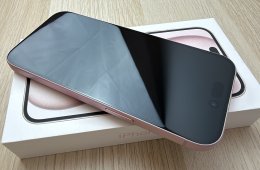 iPhone 15, 128GB, rózsaszín, iOS 18! - sérülés és karcmentes!