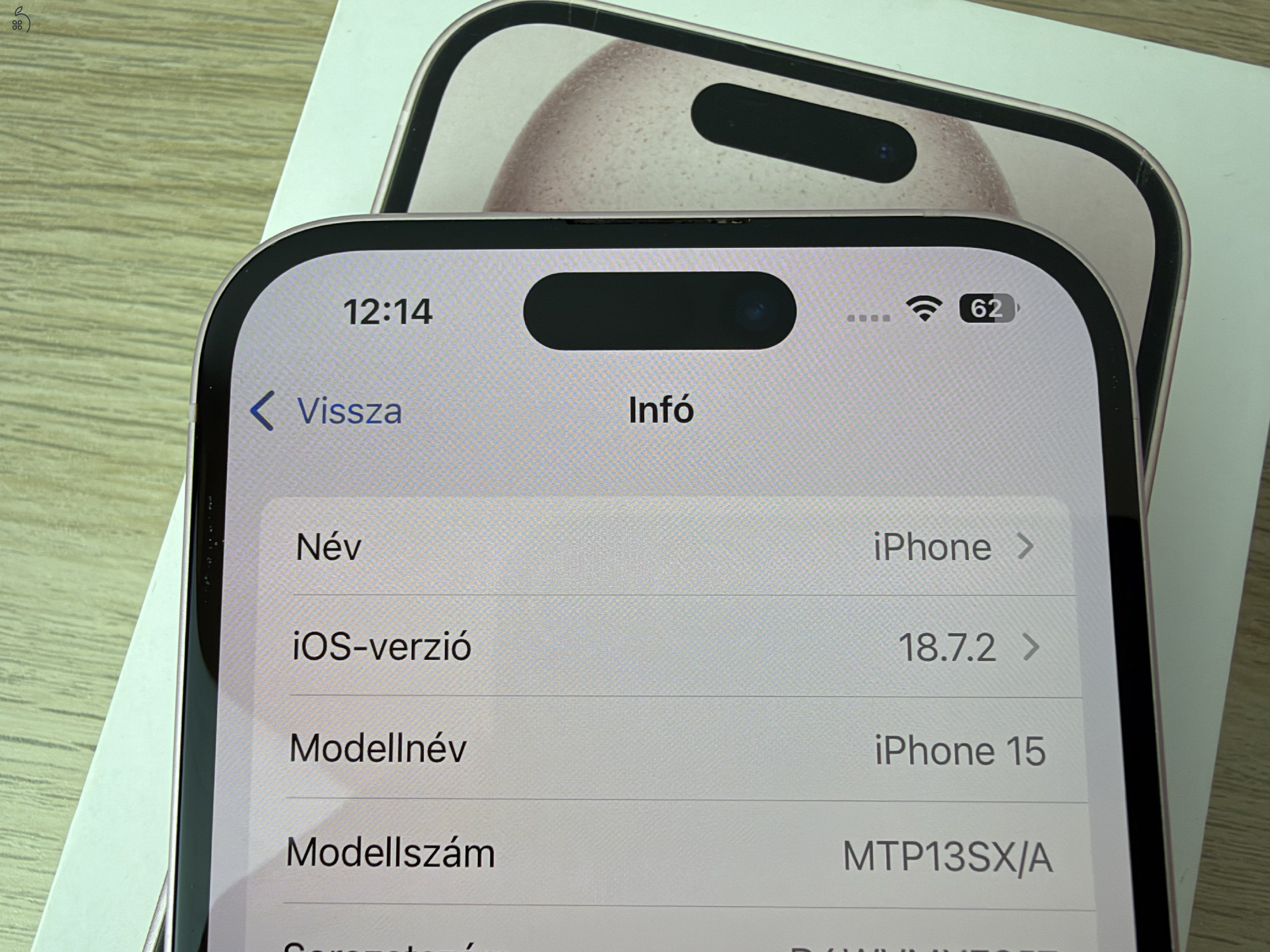 iPhone 15, 128GB, rózsaszín, iOS 18! - sérülés és karcmentes!
