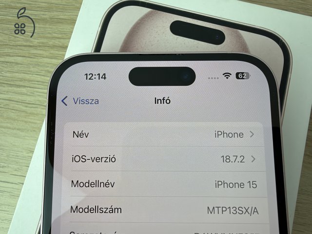 iPhone 15, 128GB, rózsaszín, iOS 18! - sérülés és karcmentes!