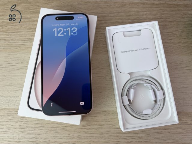 iPhone 15, 128GB, rózsaszín, iOS 18! - sérülés és karcmentes!