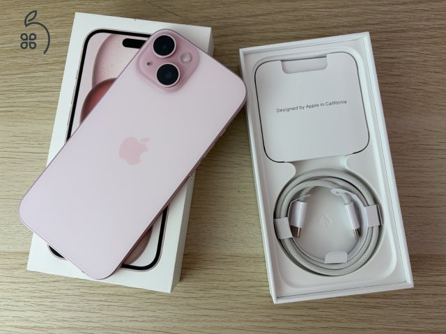 iPhone 15, 128GB, rózsaszín, iOS 18! - sérülés és karcmentes!