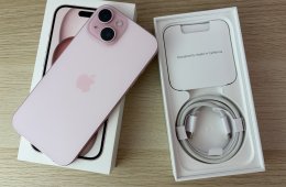 iPhone 15, 128GB, rózsaszín, iOS 18! - sérülés és karcmentes!