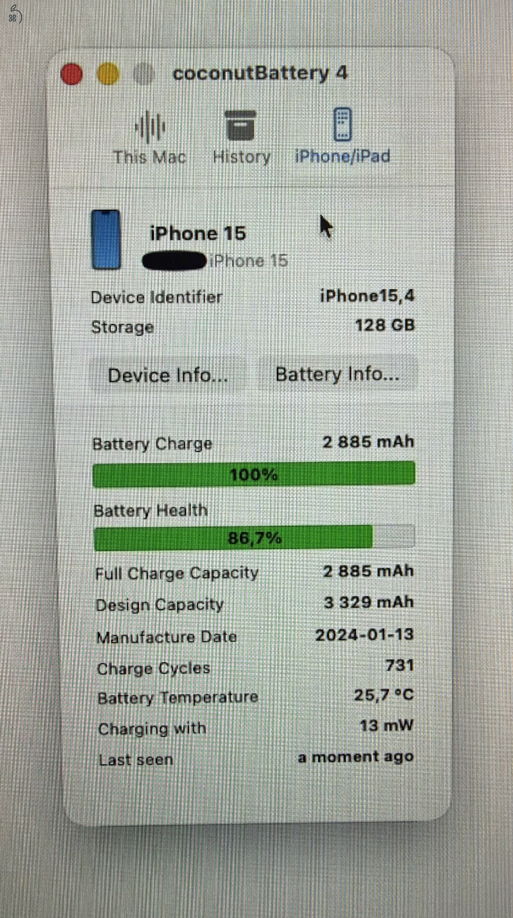 iPhone 15, 128GB, rózsaszín, iOS 18! - sérülés és karcmentes!